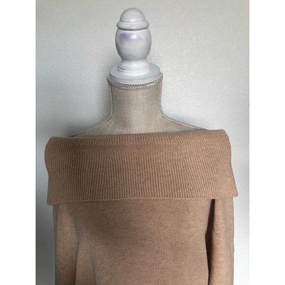 Paige Izabella Camel Colored Off The Shoulder Sweater - L - Picture 3 of 7